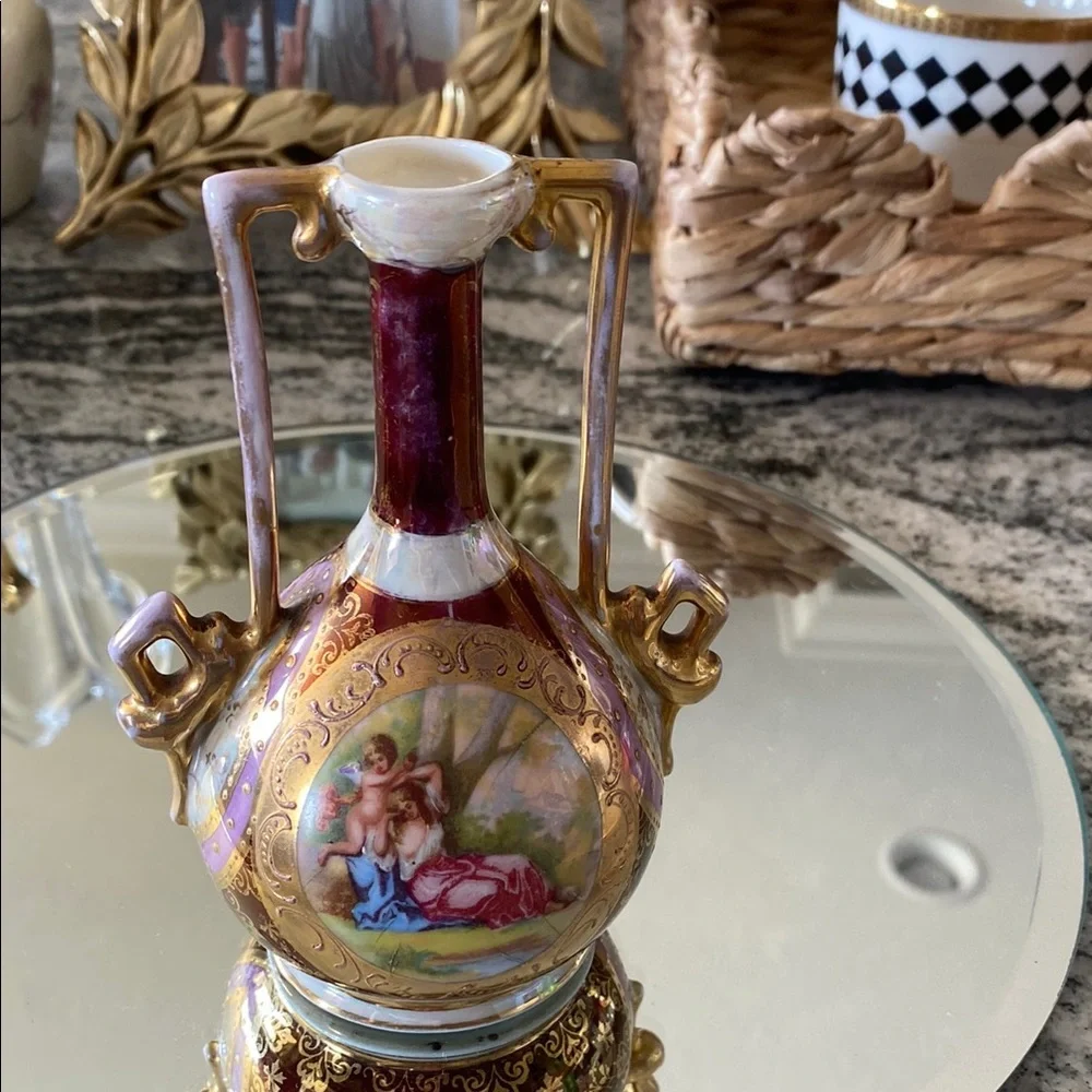 Antique 1890-1910 Royal Vienna Style Austria Porcelain Ewer Vase Beehive Mark!